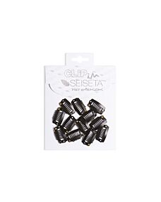 Clip in Metallo per Hair Extensions - NERO - SEISETA - 12 pz. Cod.9T-B