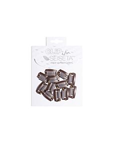 Clip in Metallo per Hair Extensions - MARRONE MEDIO - SEISETA - 12 pz. Cod.9T-MB