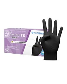 NITRILO DERMOLITE - Guanti in Nitrile Nero - Senza Talco - Misura L - CUATROGASA - Conf. 100pz.