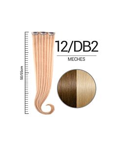 Extension Clip Meches - 100% CAPELLI NATURALI - Lunghezza 50/55 cm - 12/DB2 BIONDO CHIARO DORATO/BIONDO DORATO CHIARO