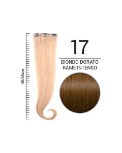 Extension con Clip - 100% CAPELLI NATURALI - Lunghezza 50/55 cm - 17 BIONDO DORATO RAME INTENSO