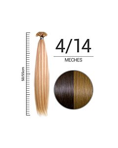 Extension Cheratina con Meches - 100% CAPELLI NATURALI - Lunghezza 50/55 cm - Conf. 25 Ciocche - 4/14 MECHES
