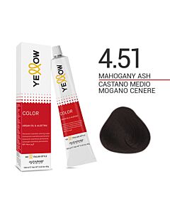 YELLOW COLOR Colorazione in Crema - 4.51 CASTANO MEDIO MOGANO CENERE - ALFAPARF - 100ml