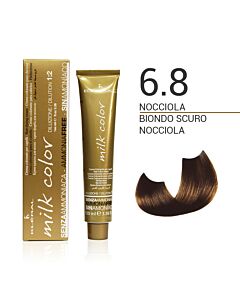 MILK COLOR Colorazione in Crema senza Ammoniaca - 6.8 BIONDO SCURO NOCCIOLA - KLERAL SYSTEM - 100ml