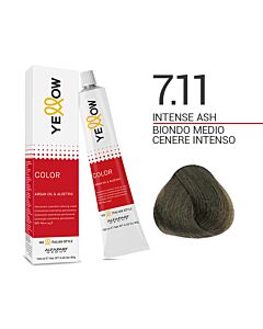 YELLOW COLOR Colorazione in Crema - 7.11 BIONDO MEDIO CENERE INTENSO - ALFAPARF - 100ml