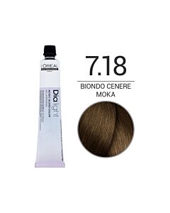 DIA LIGHT Colorazione in Crema senza Ammoniaca - 7.18 BIONDO CENERE MOKA - L'OREAL PROFESSIONNEL - 50 ml