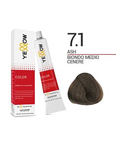 YELLOW COLOR Colorazione in Crema - 7.1 BIONDO MEDIO CENERE - ALFAPARF - 100ml