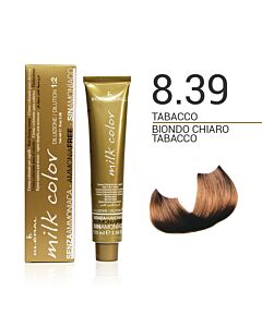MILK COLOR Colorazione in Crema senza Ammoniaca - 8.39 BIONDO CHIARO TABACCO - KLERAL SYSTEM - 100ml