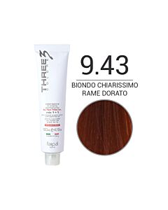 THREE COLORE - Colorazione in Crema - 9.43 - Biondo Chiarissimo Rame Dorato - Rosso - FAIPA - 120ml